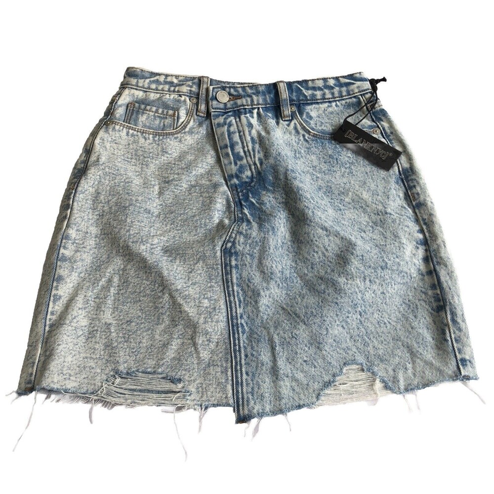Blank NYC Skirt Women's Size 26 Blue Cutoff Denim Button Fly Skirt NWT
